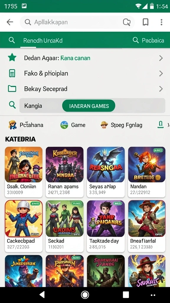 Menu navigasi yang memudahkan pemain menemukan permainan.