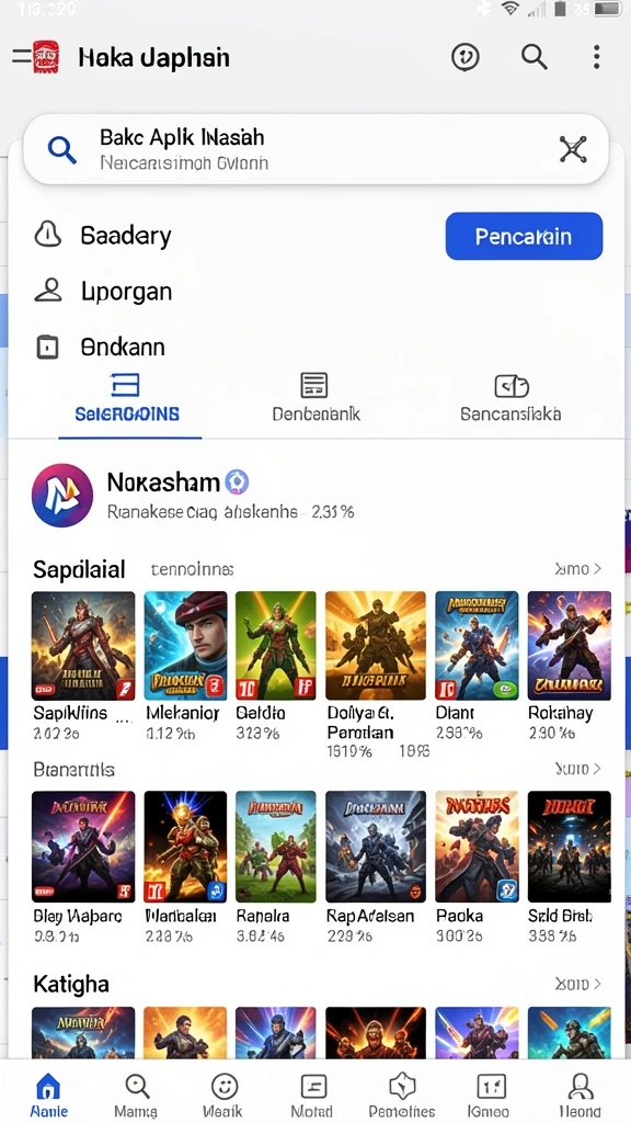 Menampilkan layar utama dengan pilihan slot menarik.